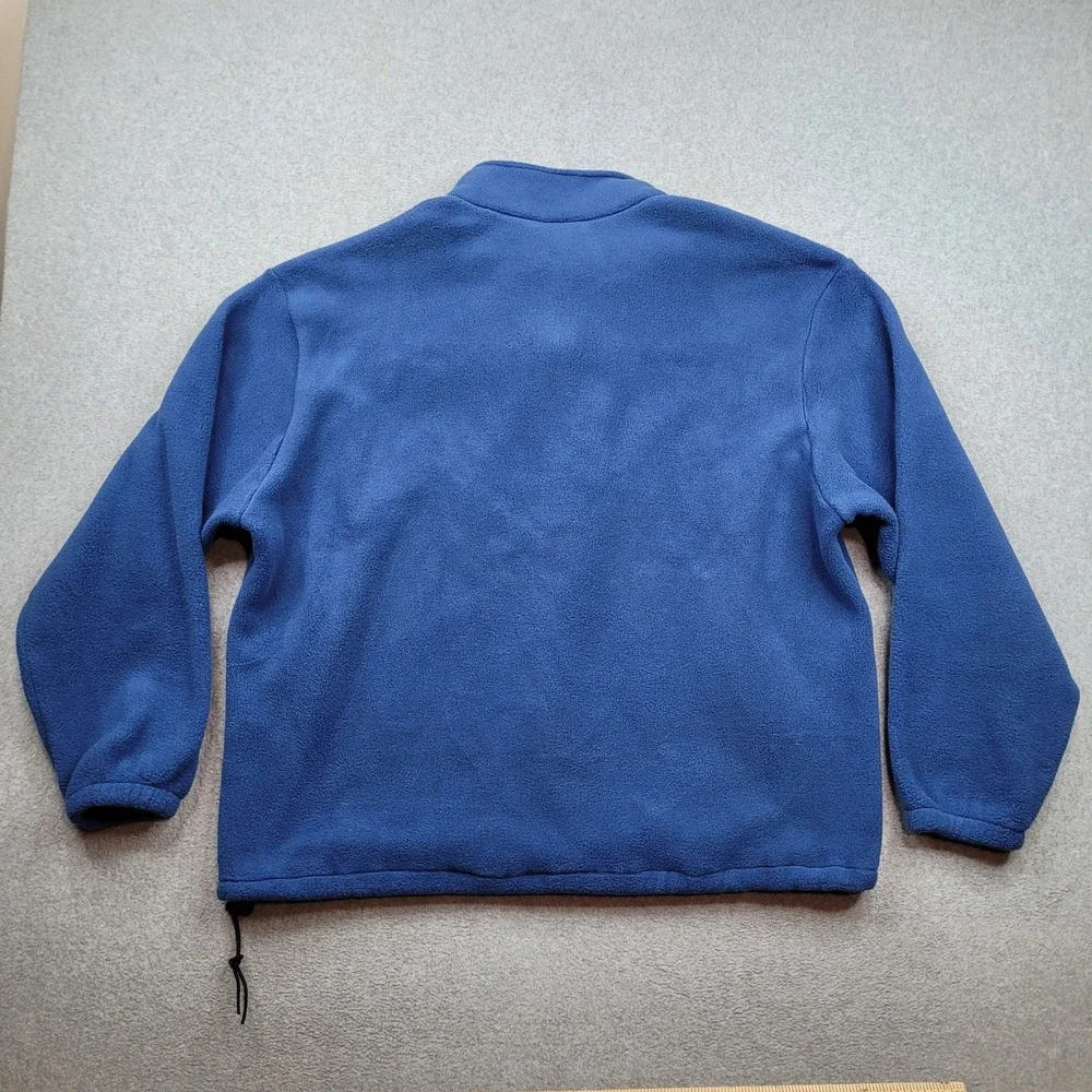 Vintage J. Crew Oarsman Fleece Pullover Mens XL Blue Quarter Zip Drawstring Hem